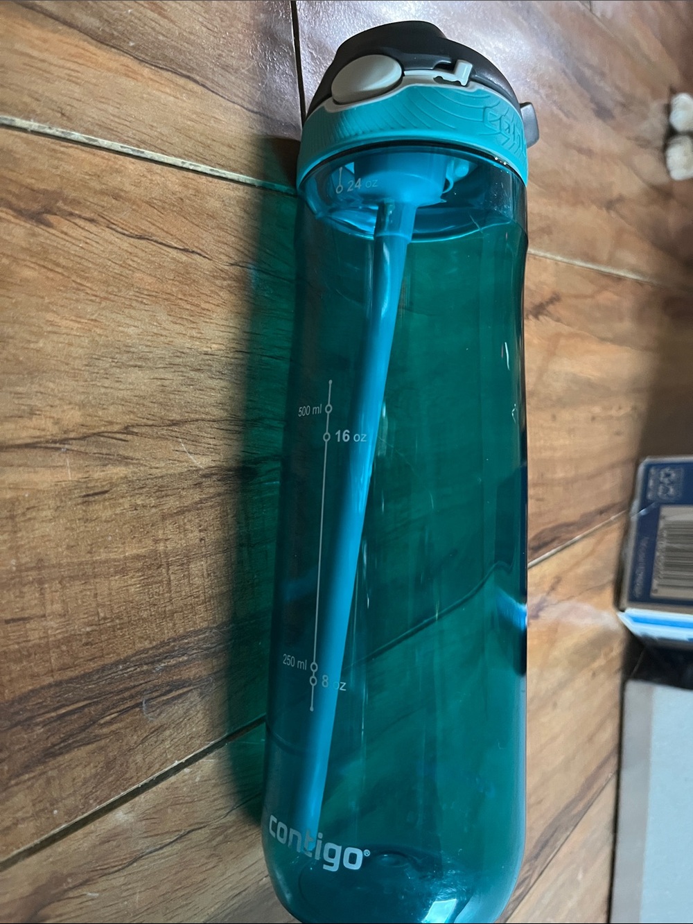 Contigo Teal and Black Plastic Bottle with Straw